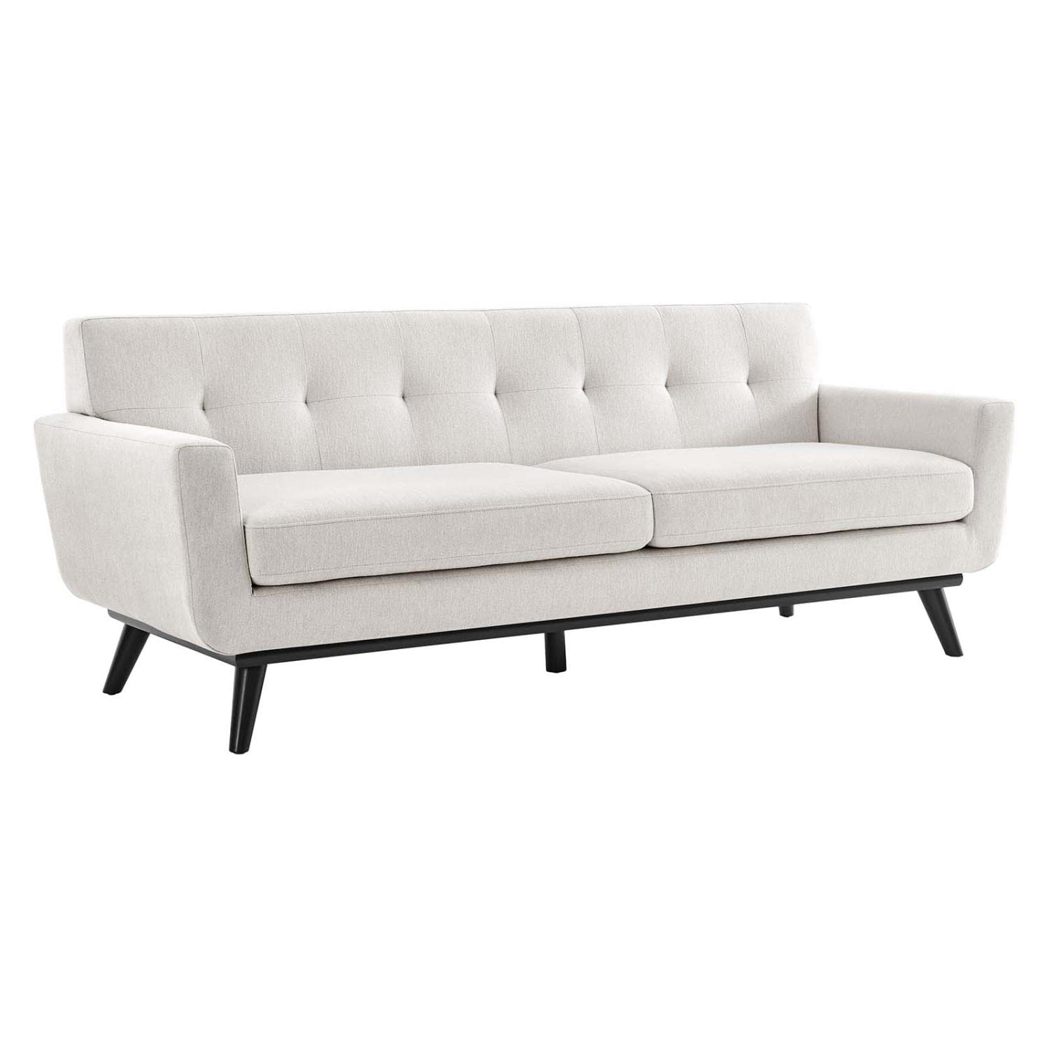 Modway Engage Modern Tufted Back Textured Fabric Sofa In Ivory